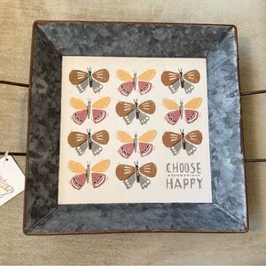 Primitives by Kathy Metal Tray with Butterfly Design